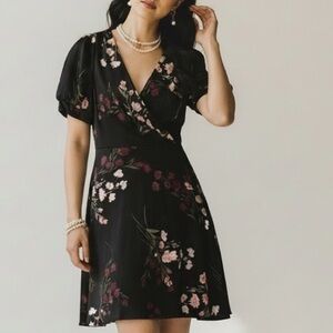 DKNY Black Pink Floral puff sleeve Dress classic coquette girl spring Easter